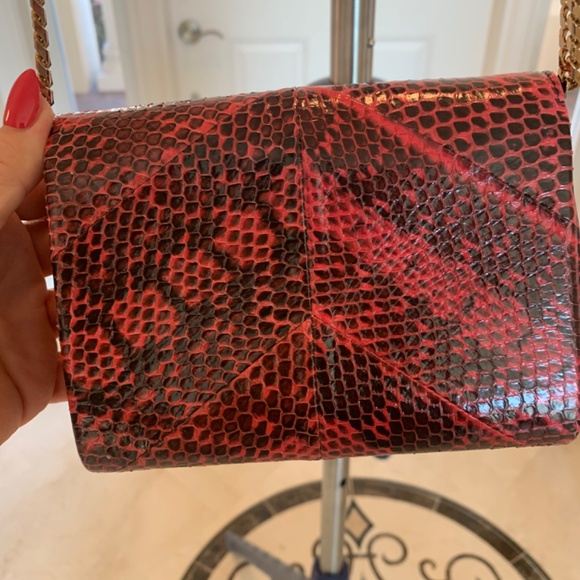 Jimmy Choo Pink/Black/Gold Leather Snakeprint Handbag - Picture 3 of 10